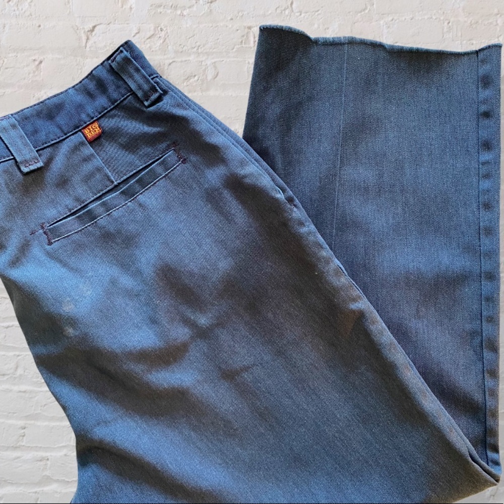VINTAGE Big Ben Blue Wide Leg Cropped Cut Off Utility Work Pants
